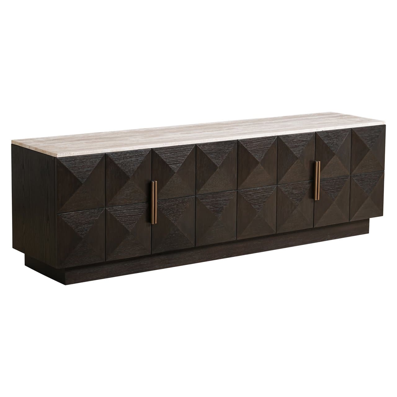 TV-meubel Claremont bruin eiken met travertine blad 196 cm