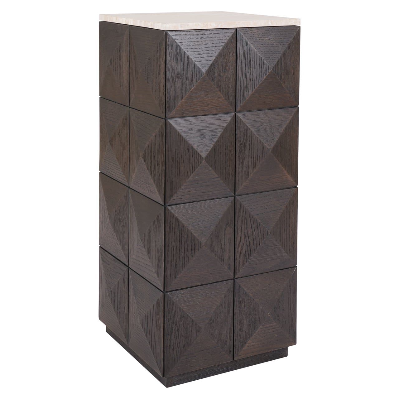 Pilaar Claremont brown met travertine blad 37x90 cm