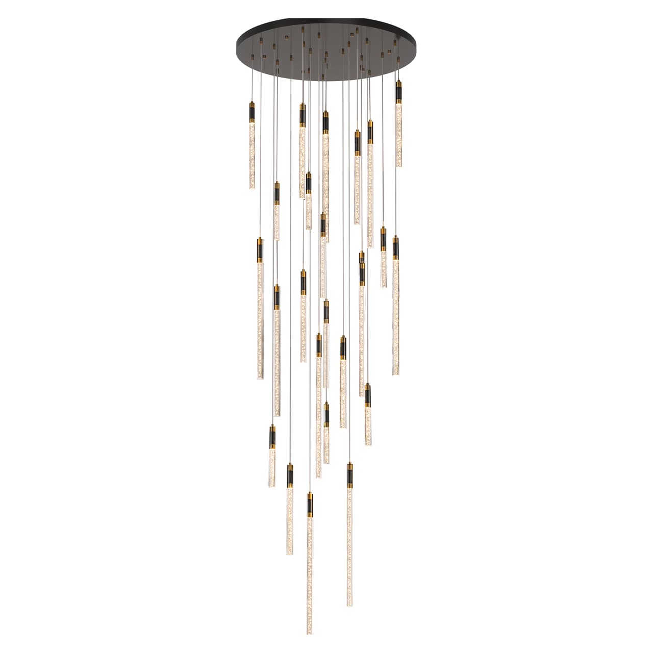 Hanglamp Crosley black/gold aluminium 28 lichtbuizen 120x300 cm