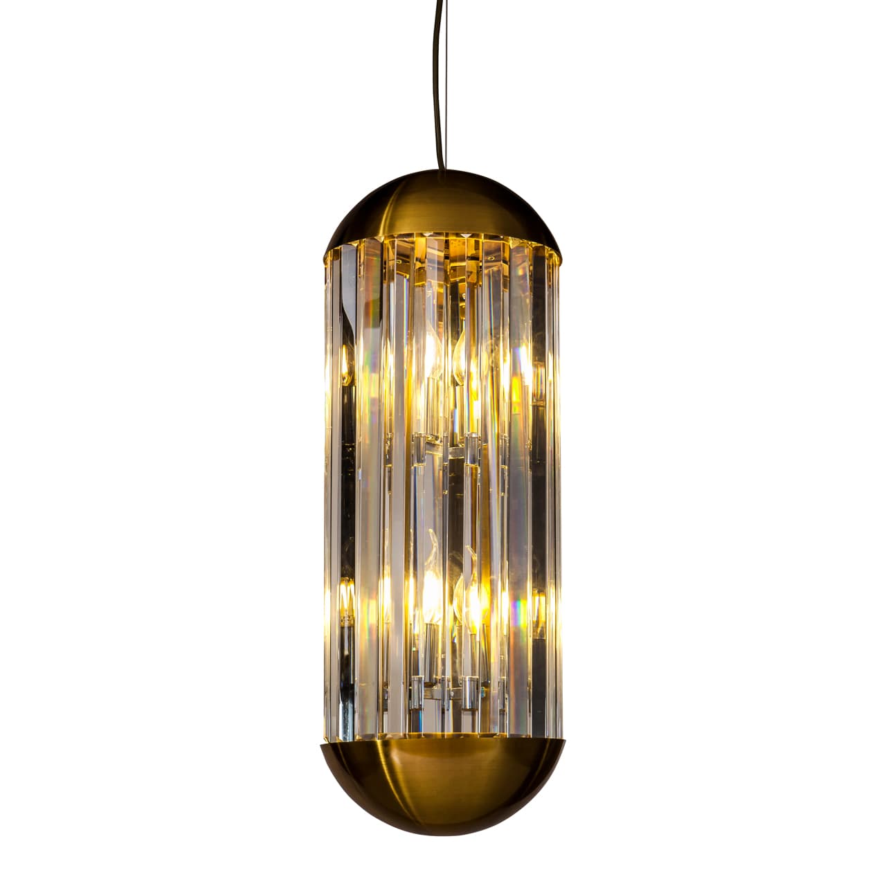 Hanglamp Sila bronze met kristallen panelen 24x190 cm