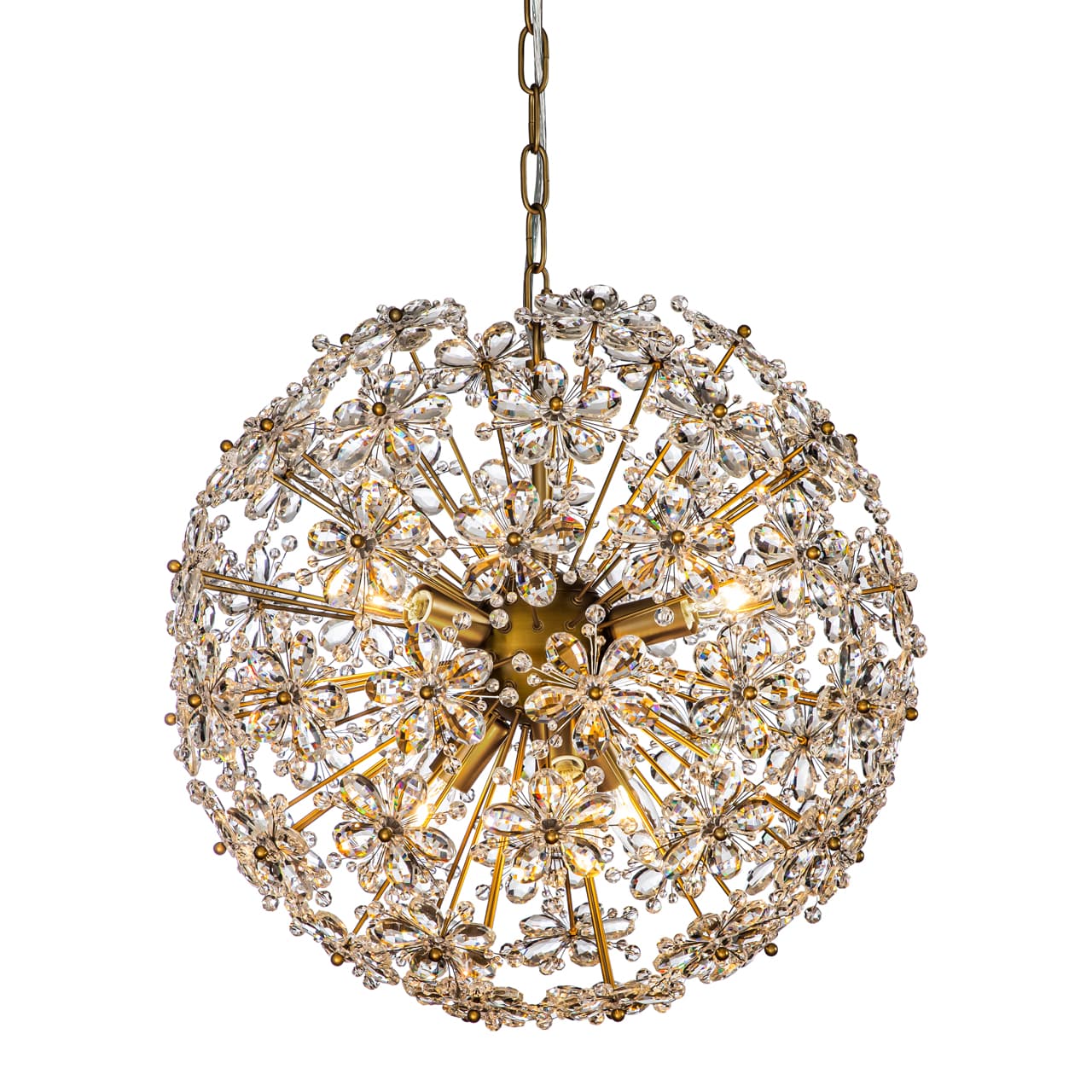 Hanglamp Cyntha bronze met kristallen bloemen Ø49 cm