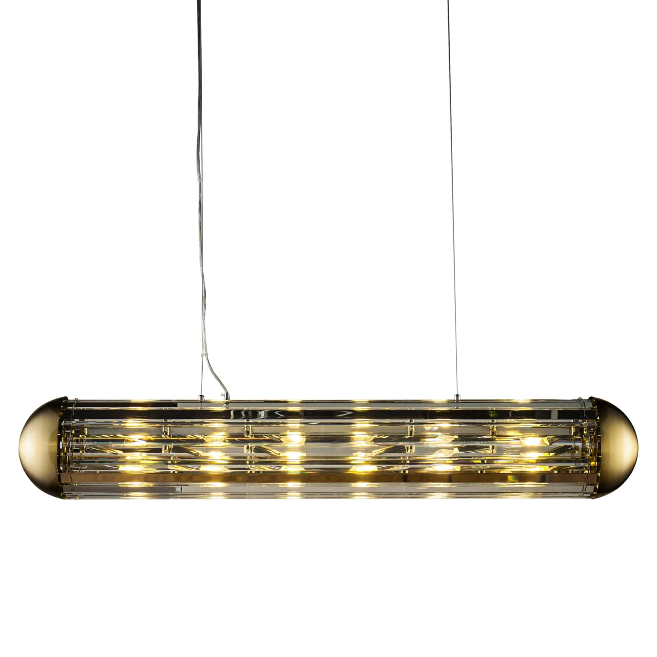 Hanglamp Mula bronze met kristallen panelen 120 cm