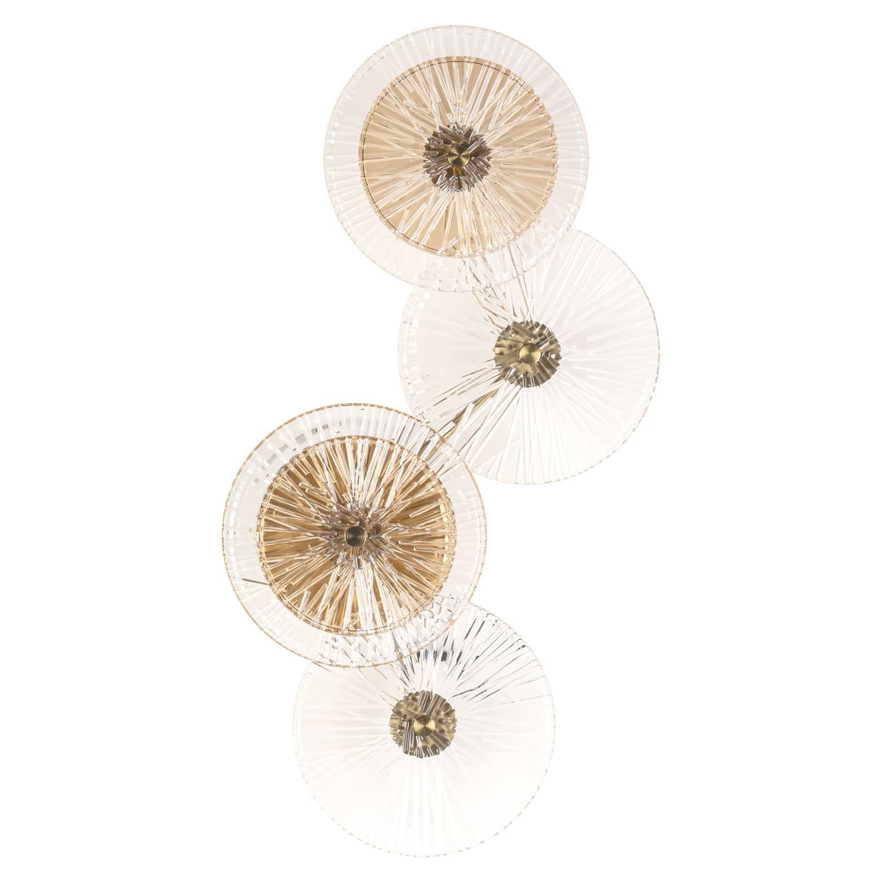 Wandlamp Linzi brushed gold met 4 glazen schijven 62 cm