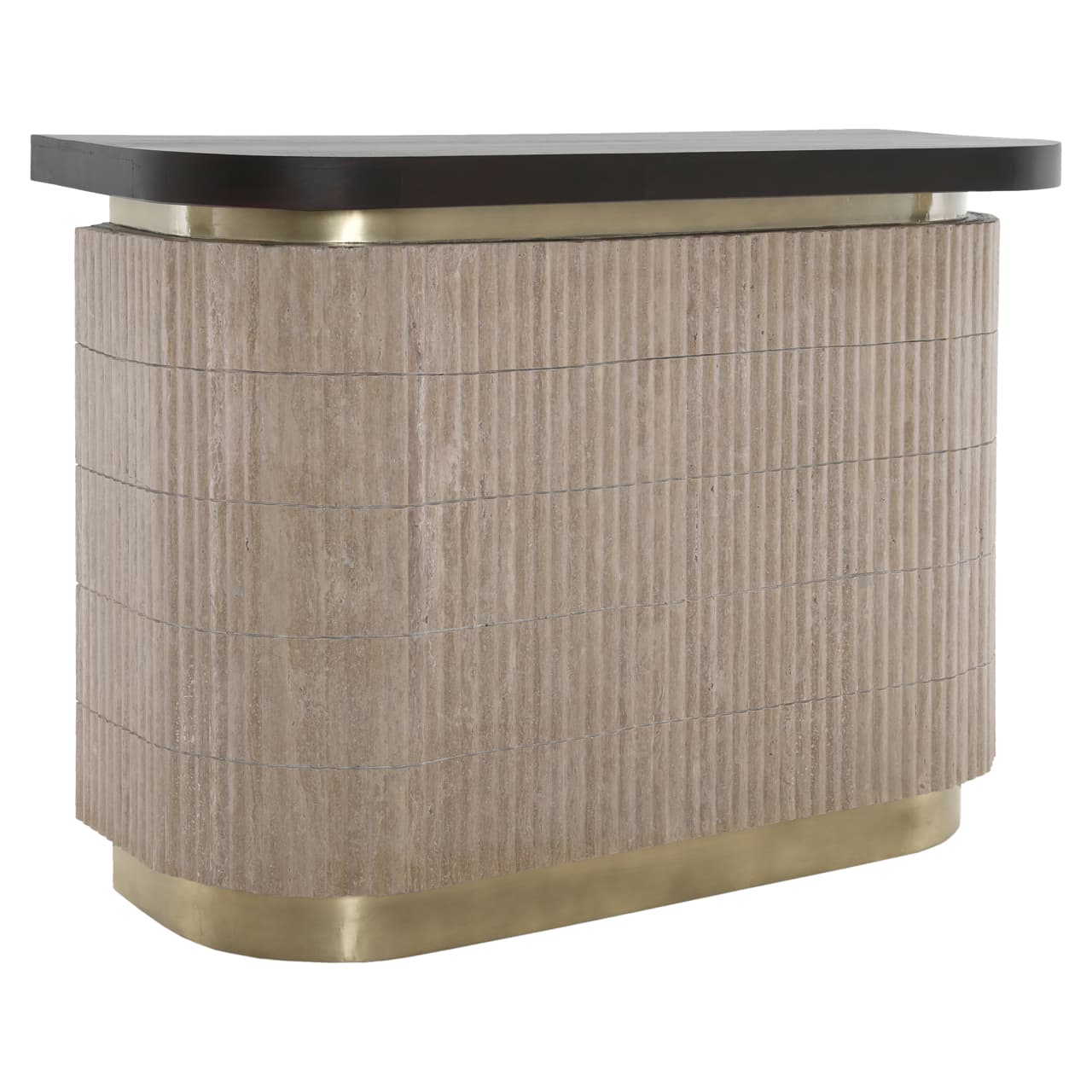 Bar Martini beige met travertine en mangohout 140 cm