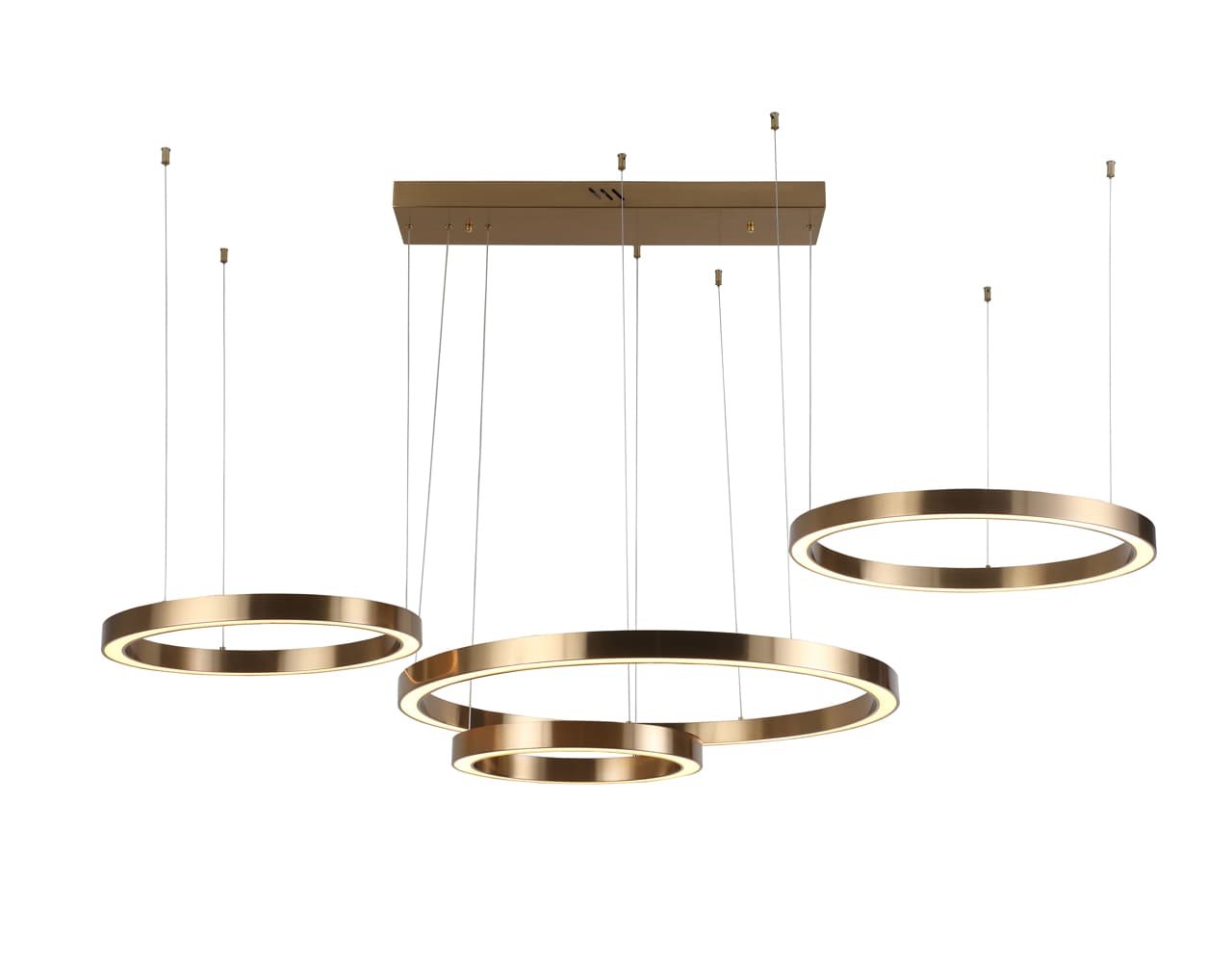 Hanglamp Lilou brushed gold set van 4 ringen ijzer