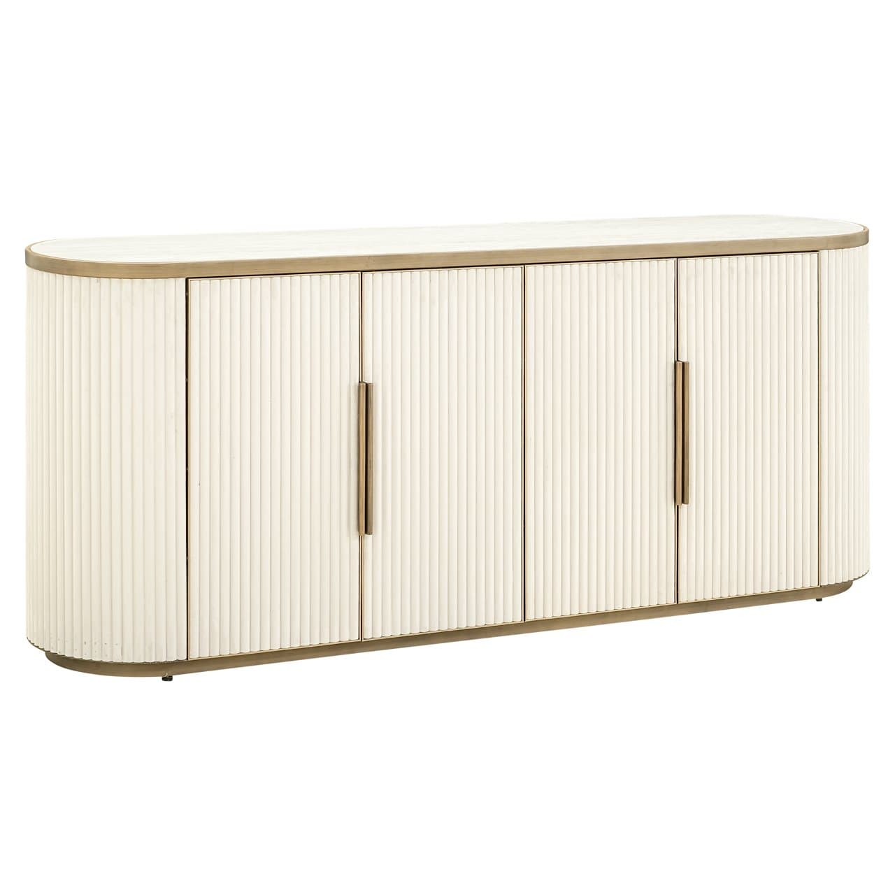 Dressoir Tivoli white met keramische top en geribbelde deuren 192 cm