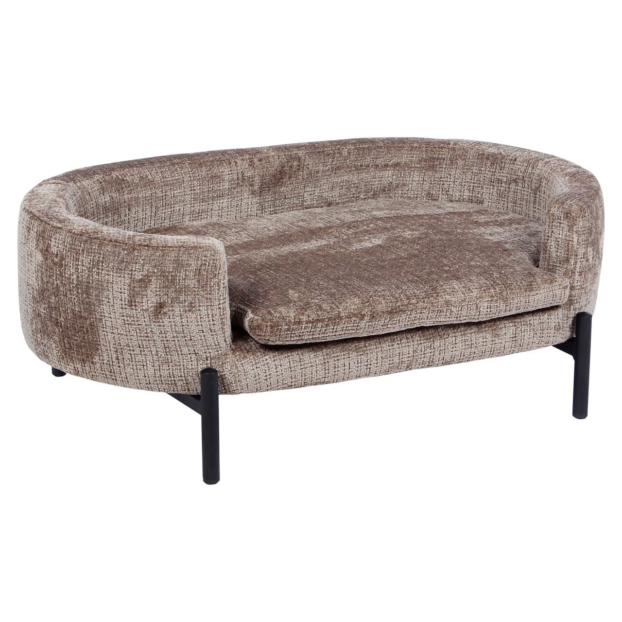 Hondenbed Dolly stone chenille met zwarte poten 84 cm