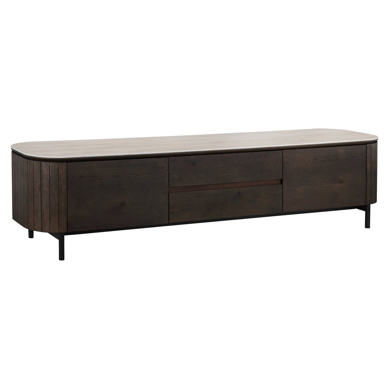 TV-meubel Ritz brown eikenfineer met keramisch blad 200 cm