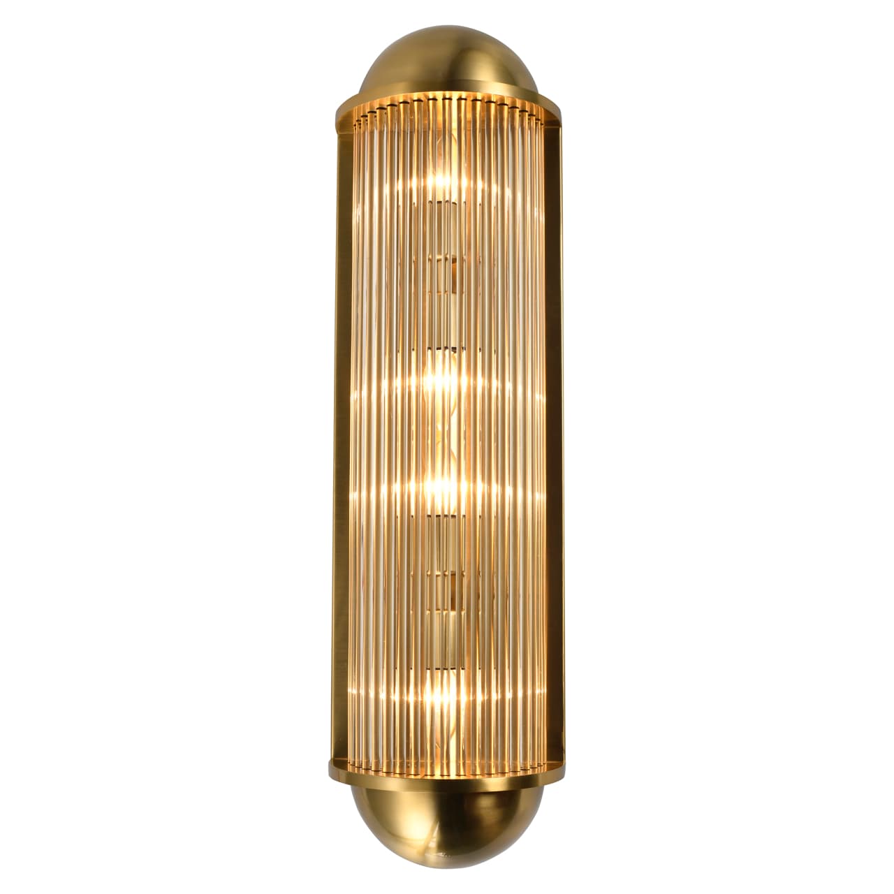 Wandlamp Leeza brushed gold met glazen staafjes 80 cm