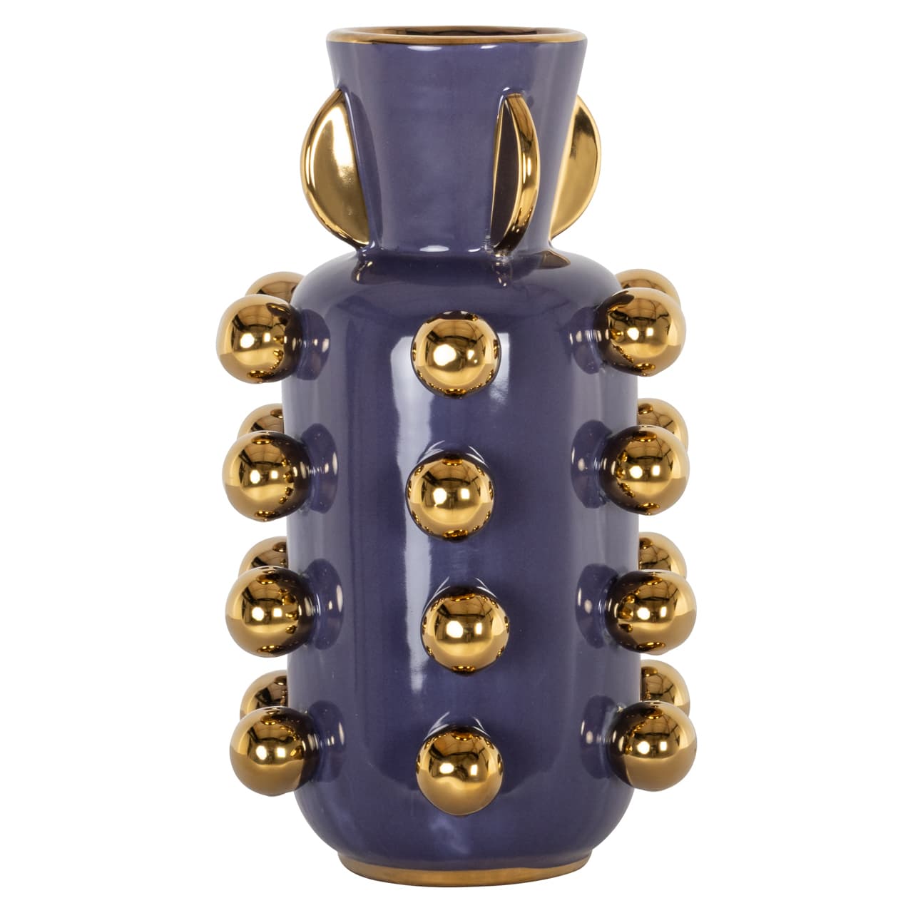 Vaas Zalia purple small - steengoed met gouden bollen 34 cm