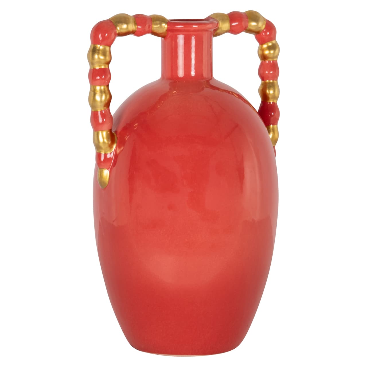 Vaas Davita oranje steengoed met gouden handvatten 25x38 cm