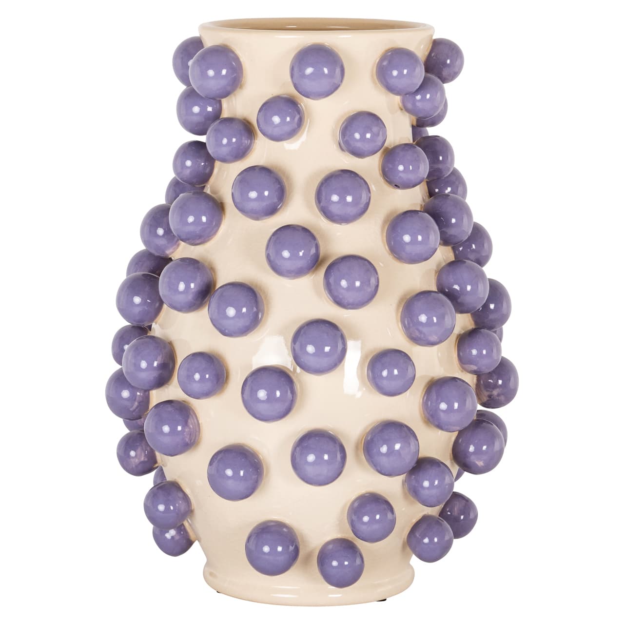 Vaas Dotty cream met paarse bolletjes - steengoed 44 cm