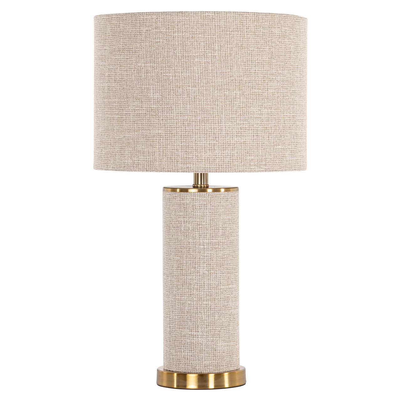 Tafellamp Joline beige met linnen kap en gouden voet 61 cm