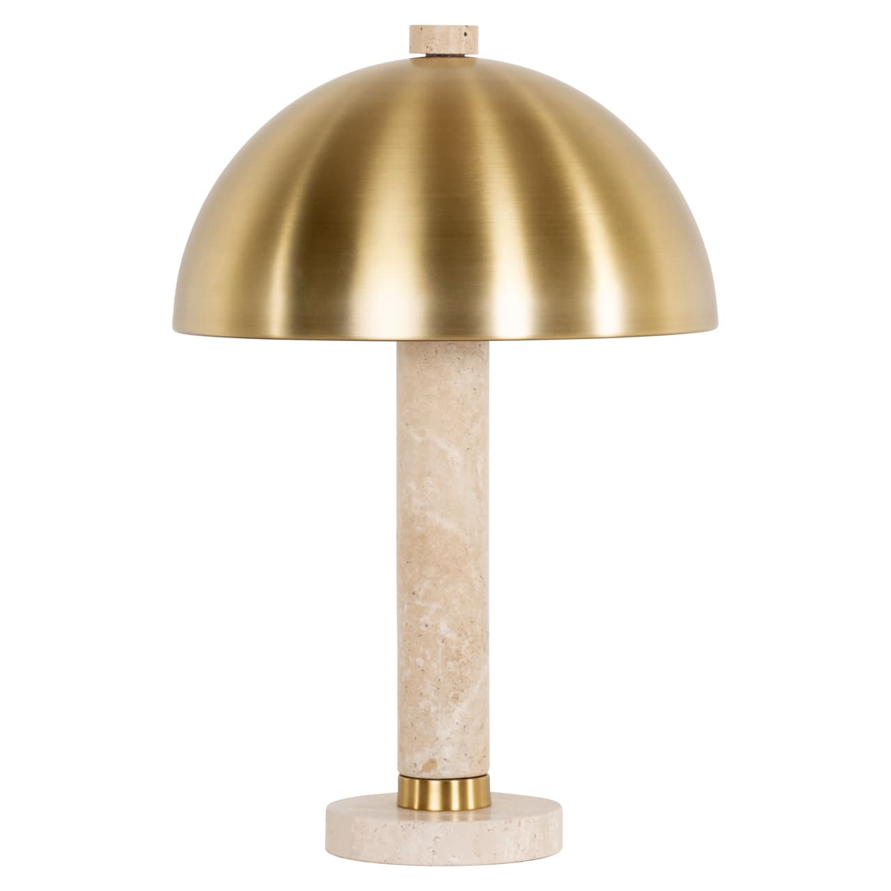 Tafellamp Jara travertine met gouden koepelkap 53 cm