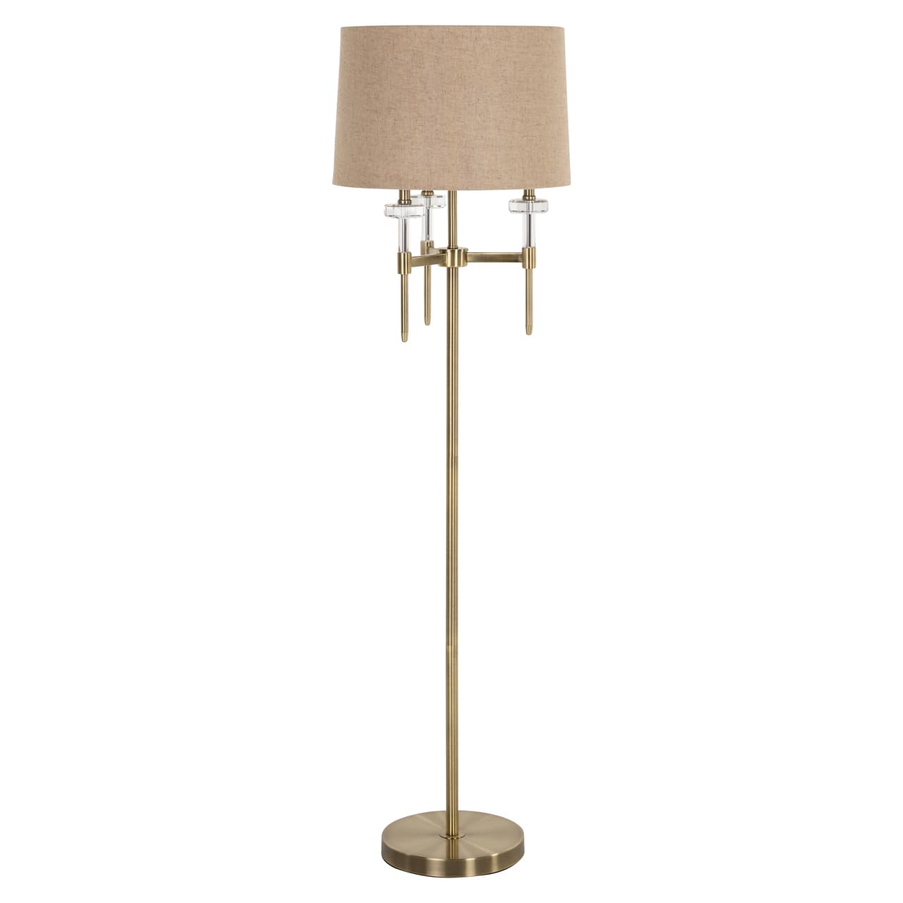 Vloerlamp Josie brushed gold met linnen kap, 161 cm