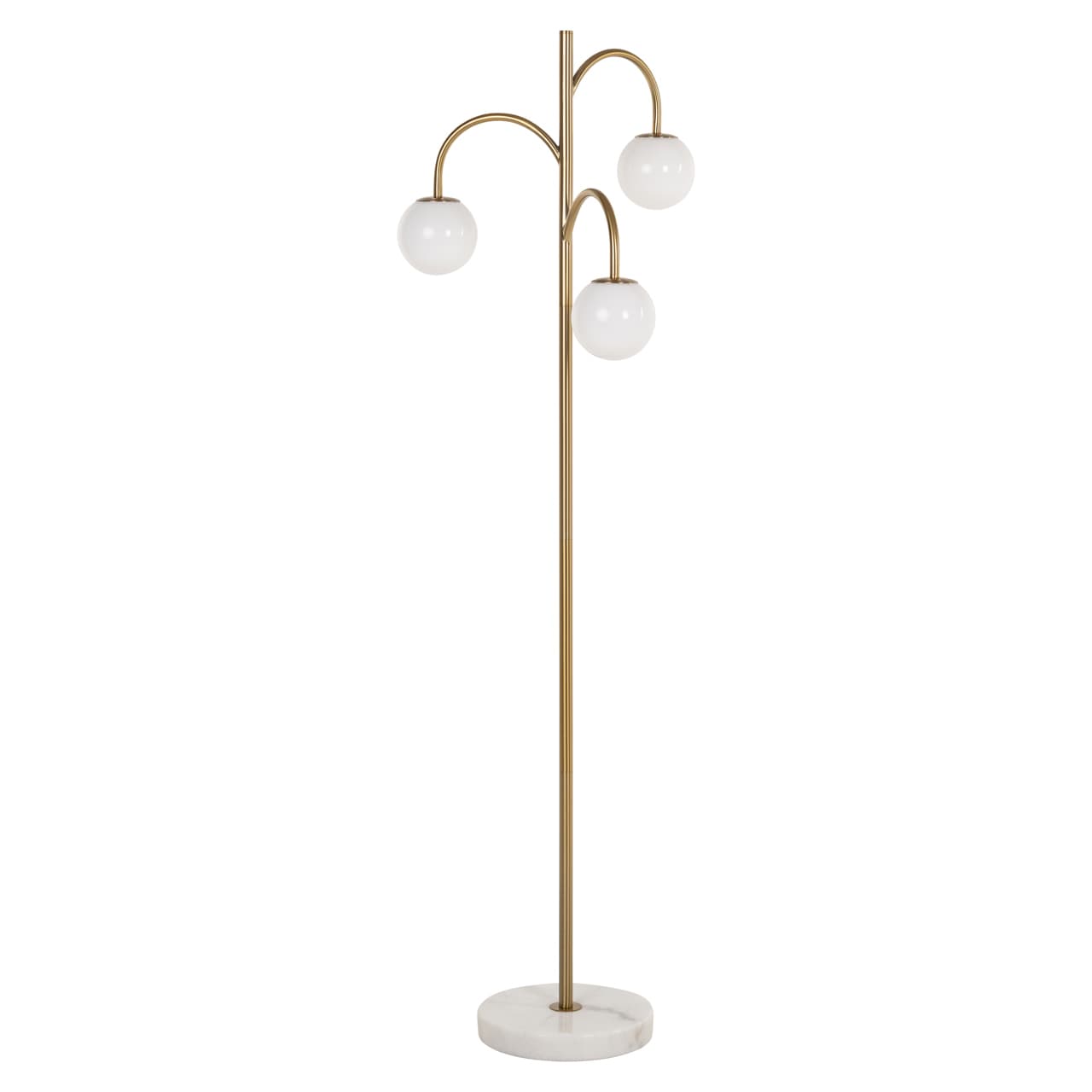 Vloerlamp Janou gold met marmeren voet en 3 glazen bollen 155 cm
