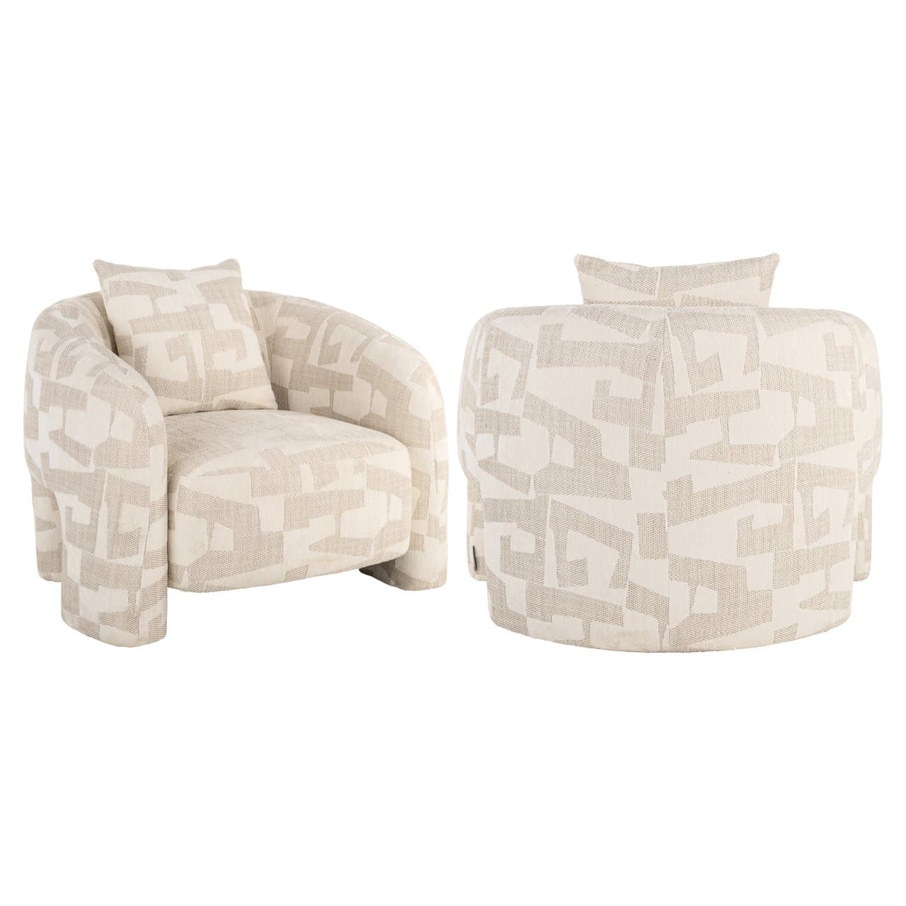 Lounge stoel Tuscany beige graffic 102 cm diep