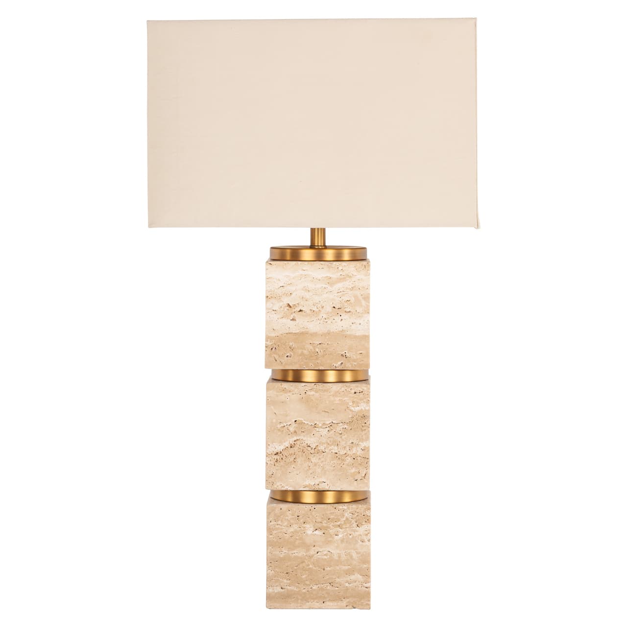 Tafellamp Jaella travertine met gouden accenten 71 cm