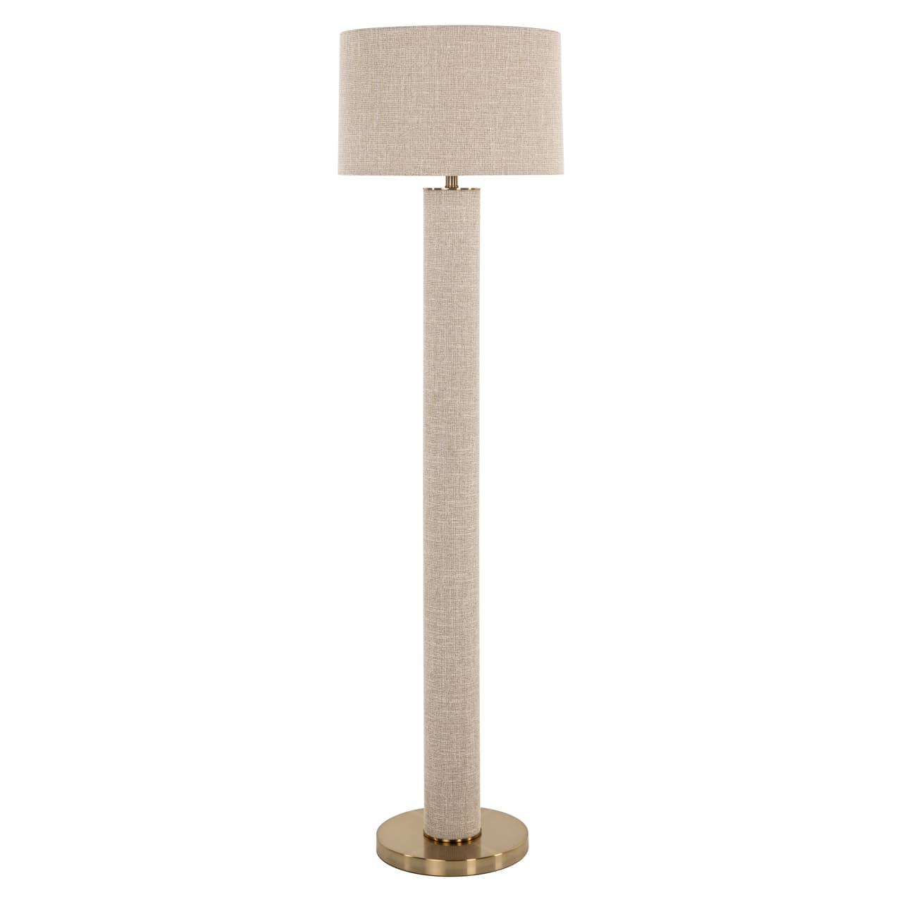 Vloerlamp Joline beige linnen 162 cm met goudkleurige voet