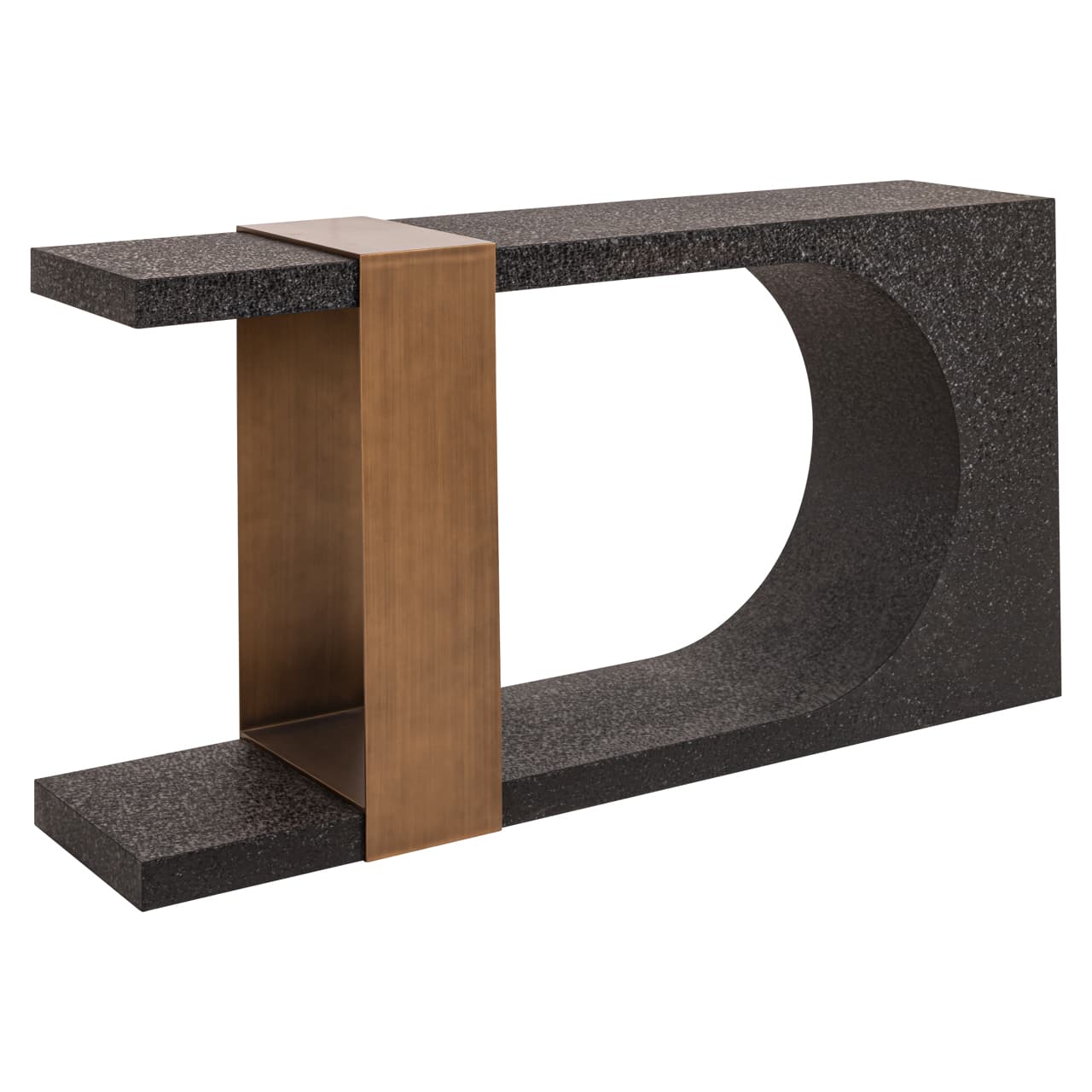 Console tafel zwart graniet met goudkleurig ijzer 150x76 cm