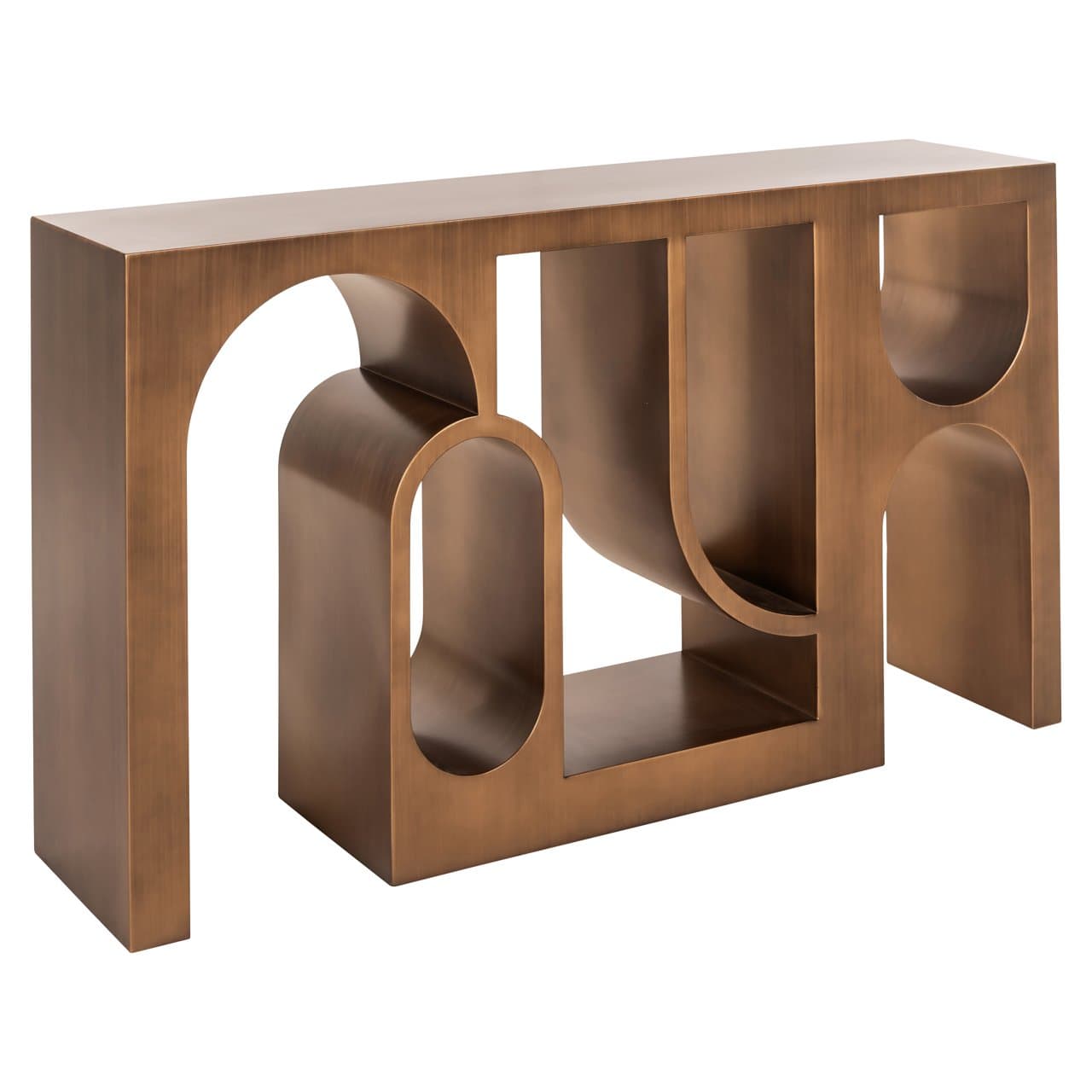 Consoletafel ijzer brushed gold met boogdetails 150 cm
