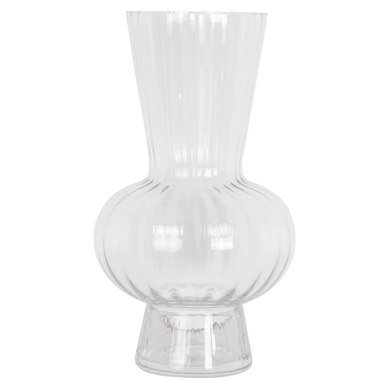 Vaas Kyan transparant glas met geribbeld reliëf 45 cm