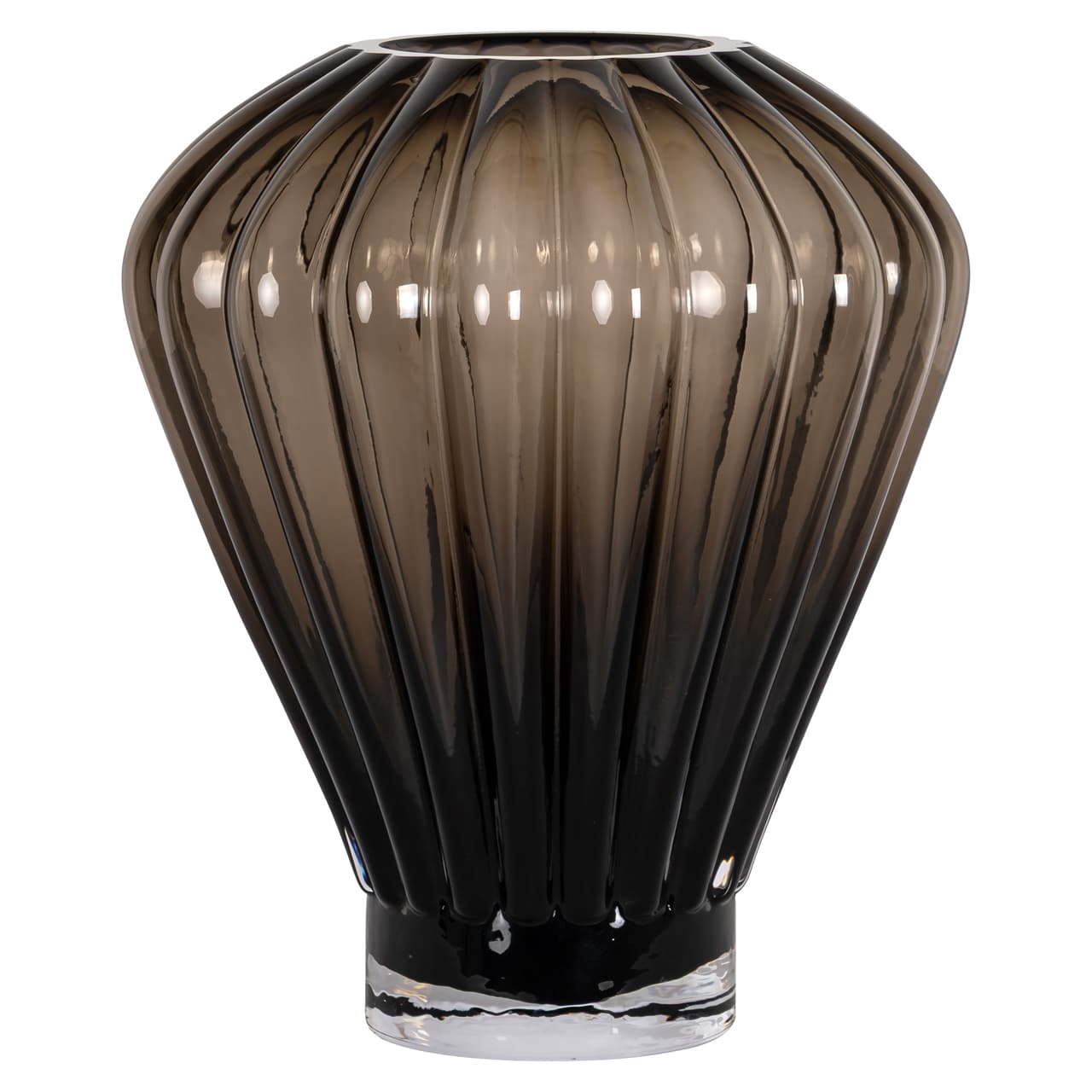 Vaas Shani glas bruin met ribbels 35 cm