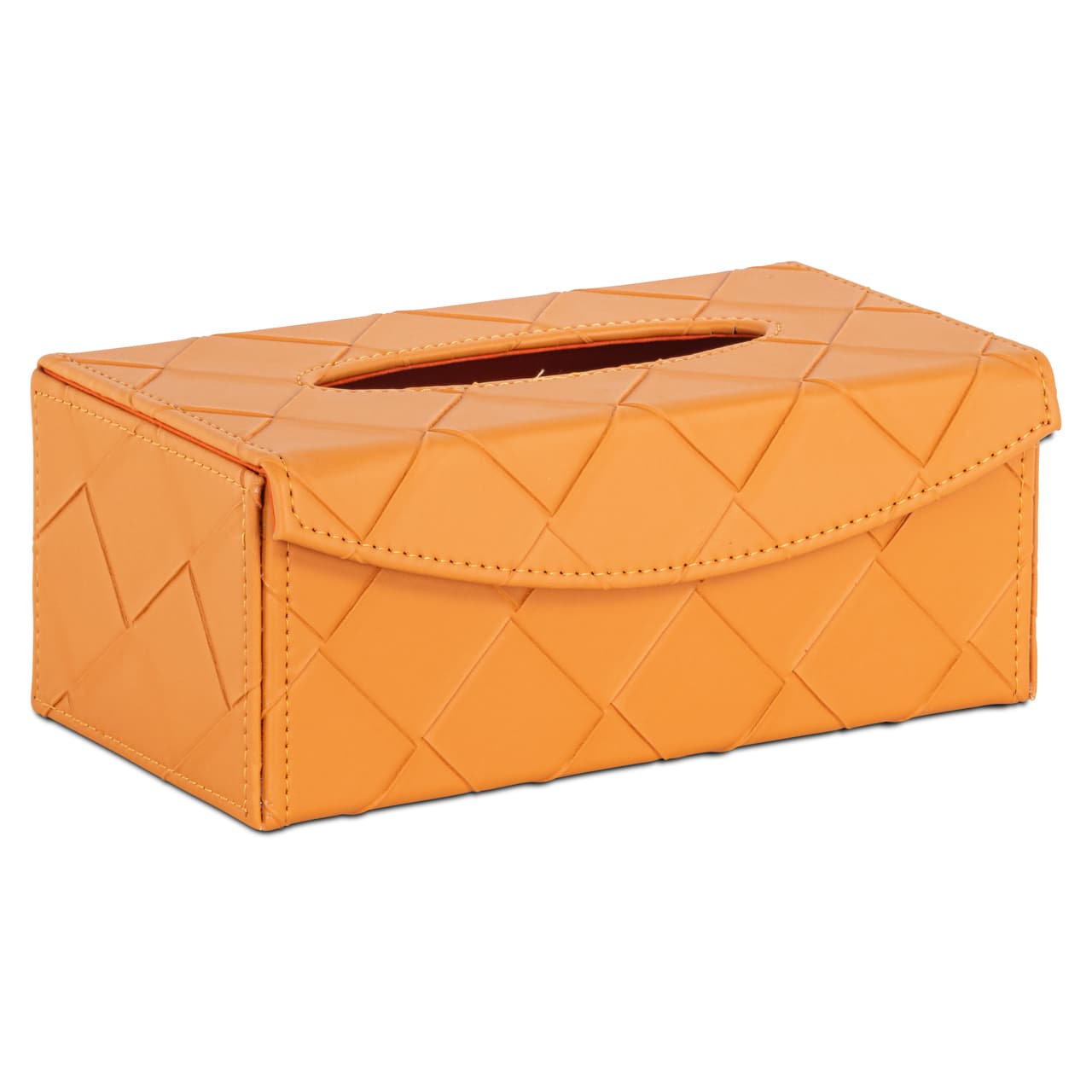 Tissue box Molly oranje gevlochten PU-leer 24x9,5 cm