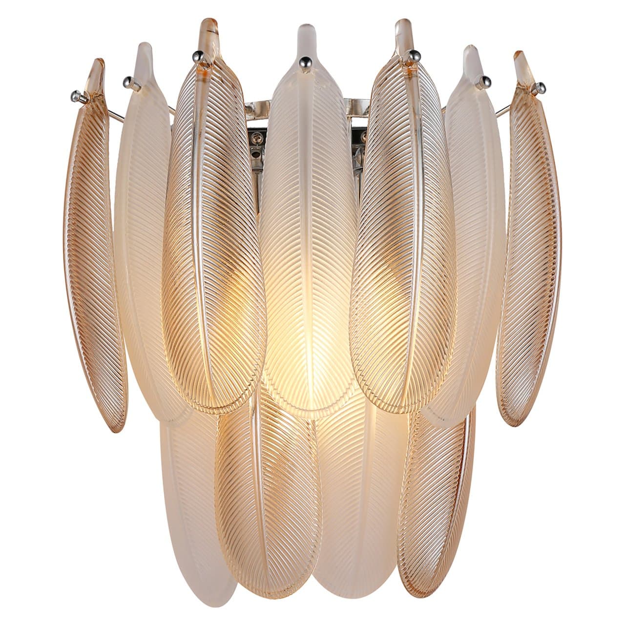 Wandlamp Chloe met glazen veren brass antique 31 cm