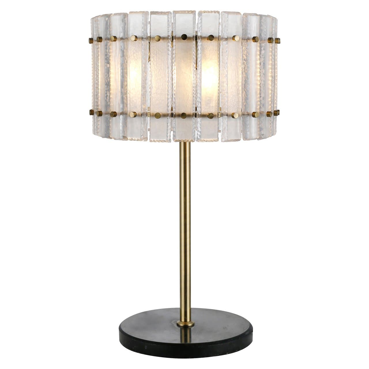 Tafellamp Felina bronze met glazen kap en marmeren voet 80 cm