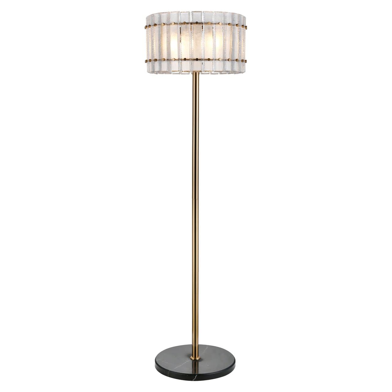 Vloerlamp Feline brass antique met glazen kap 168 cm