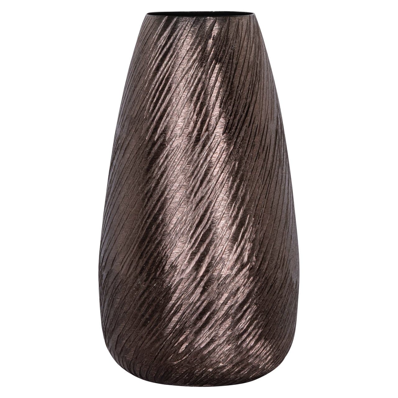 Vaas Rizzo bronze aluminium met ribbeltextuur 31 cm