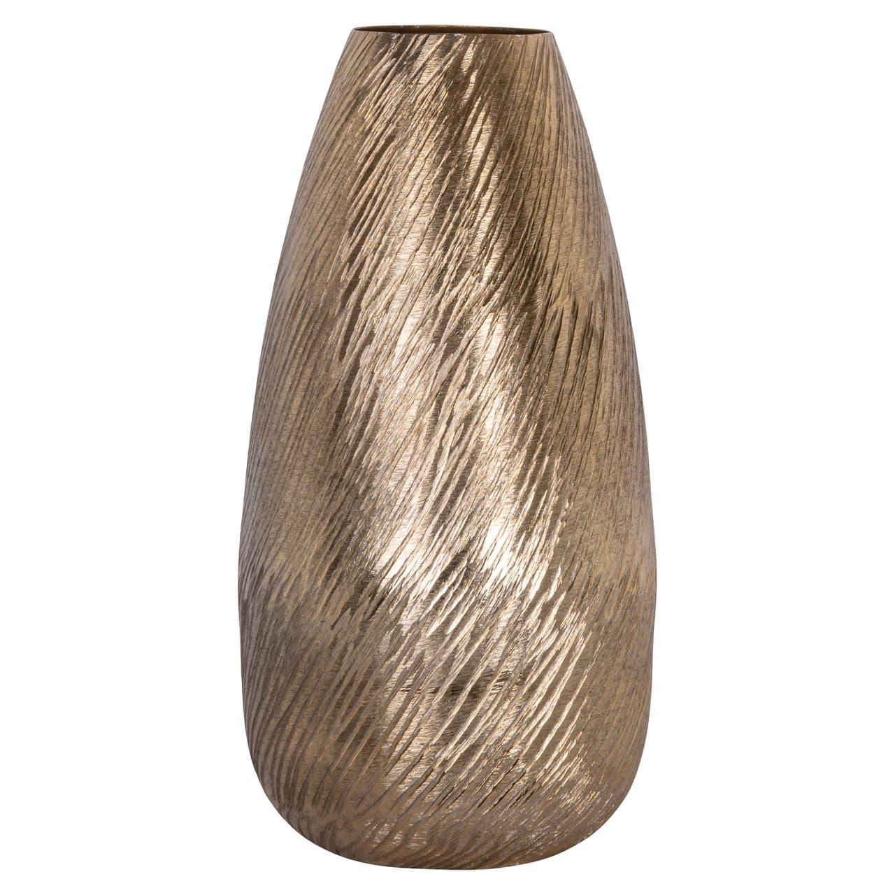 Vaas Riza goud aluminium met geribbelde textuur 40 cm