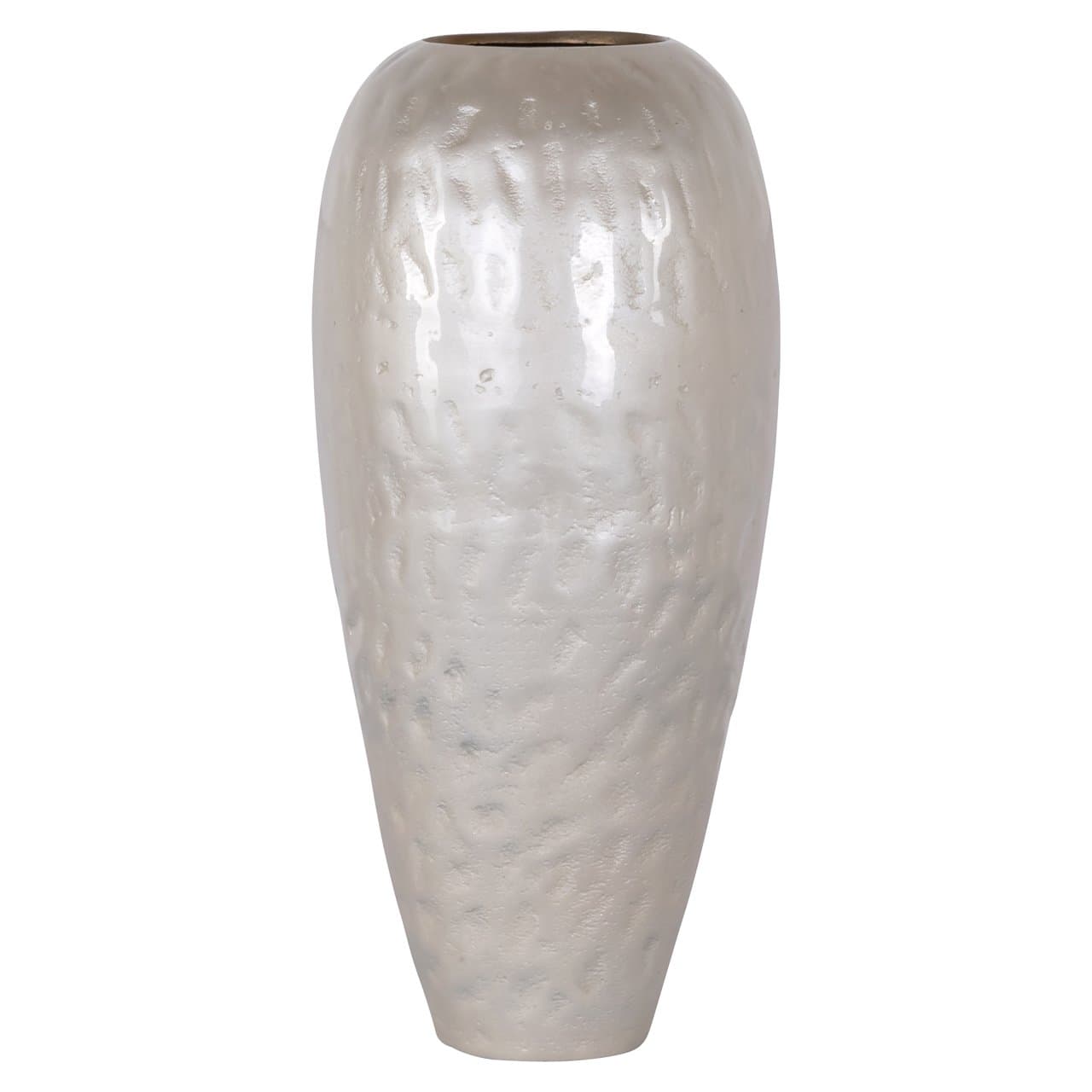 Vaas Jildou white aluminium met gehamerd oppervlak 39 cm