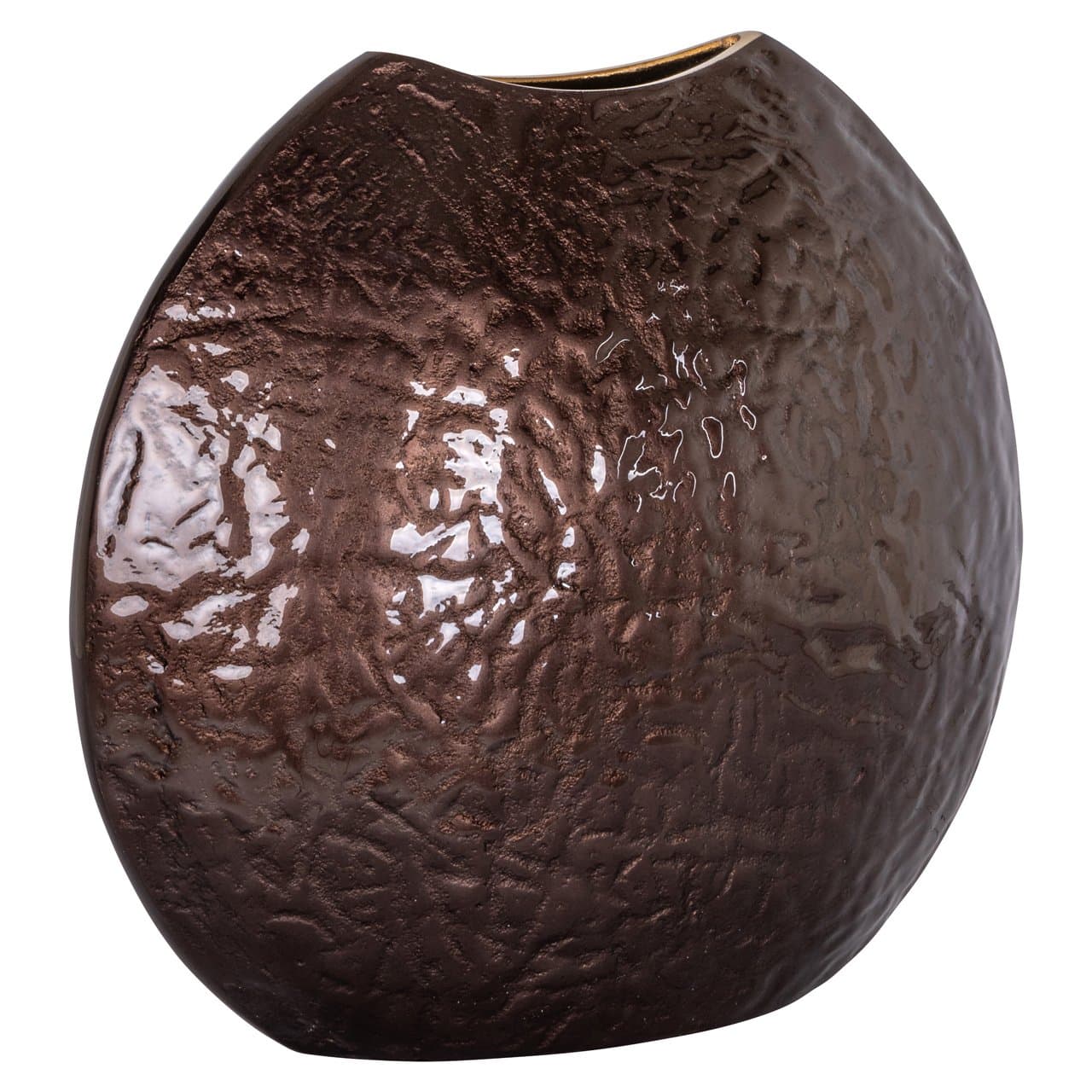 Vaas Jony dark brown aluminium met organische vorm 36 cm