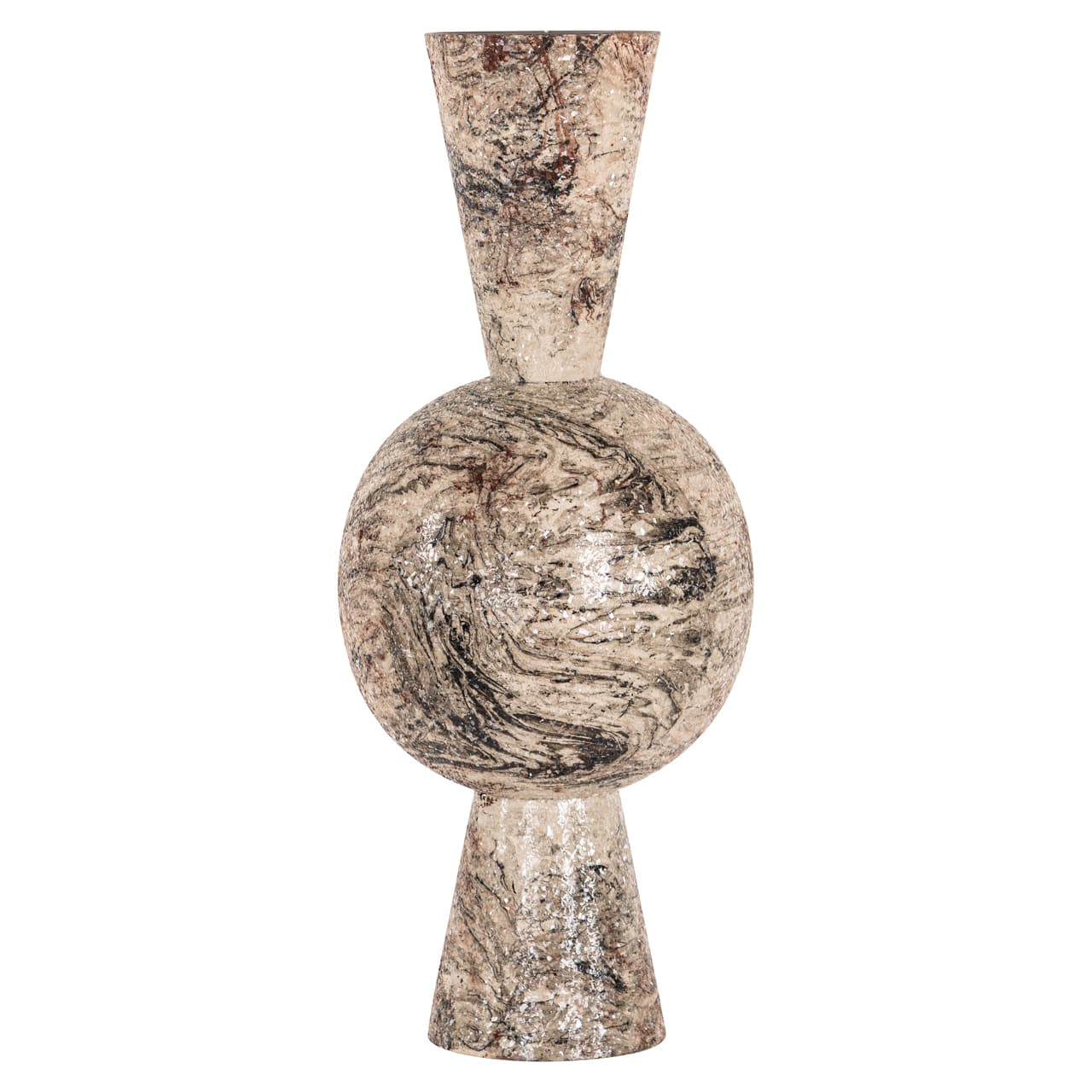 Vaas Moisa beige met bolvormen, ijzer 75 cm