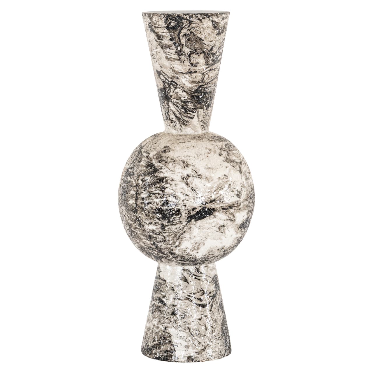 Vaas Florry zwart-wit ijzer sculpturaal silhouet 64 cm