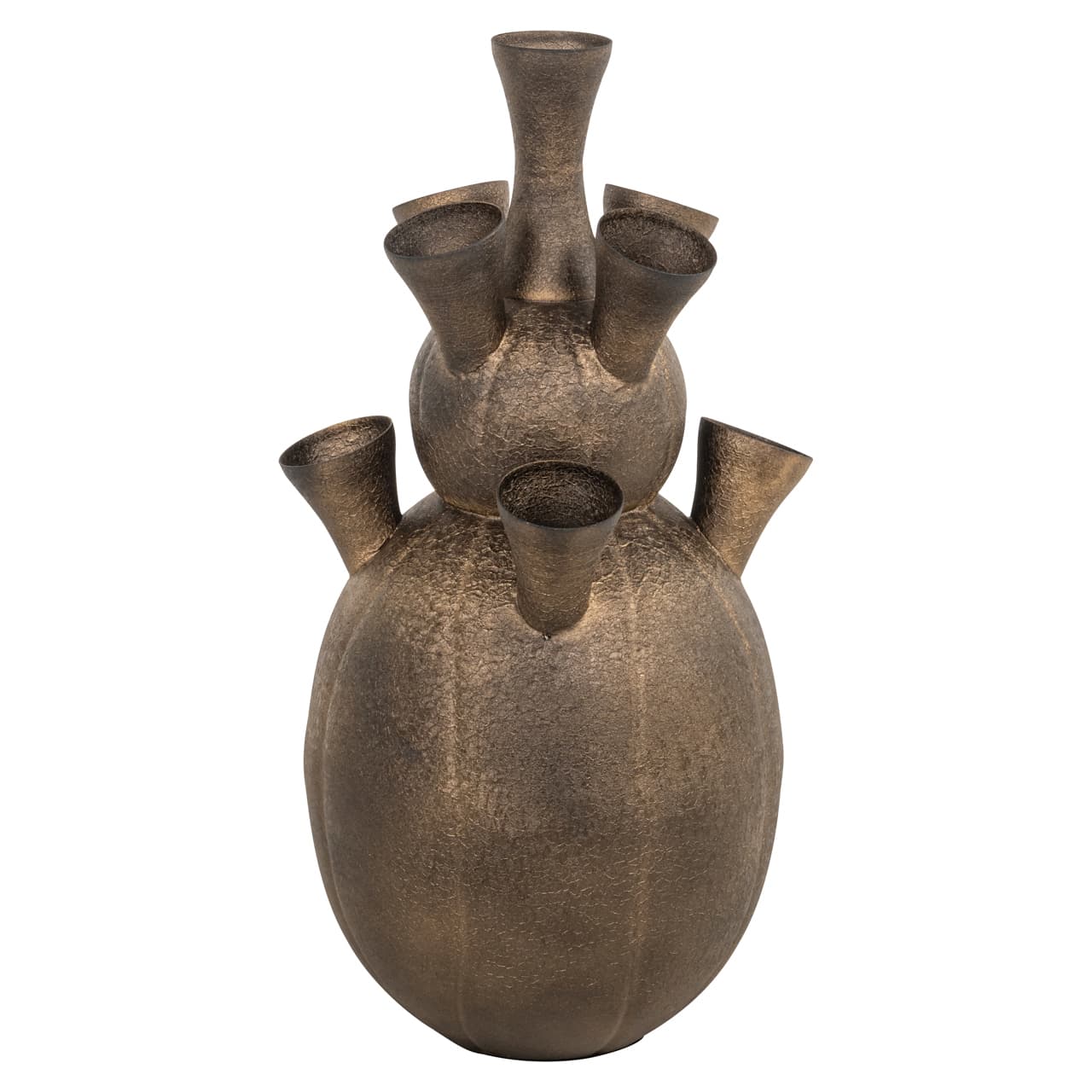 Vaas Maleen brass antique van ijzer met meerdere openingen 65 cm