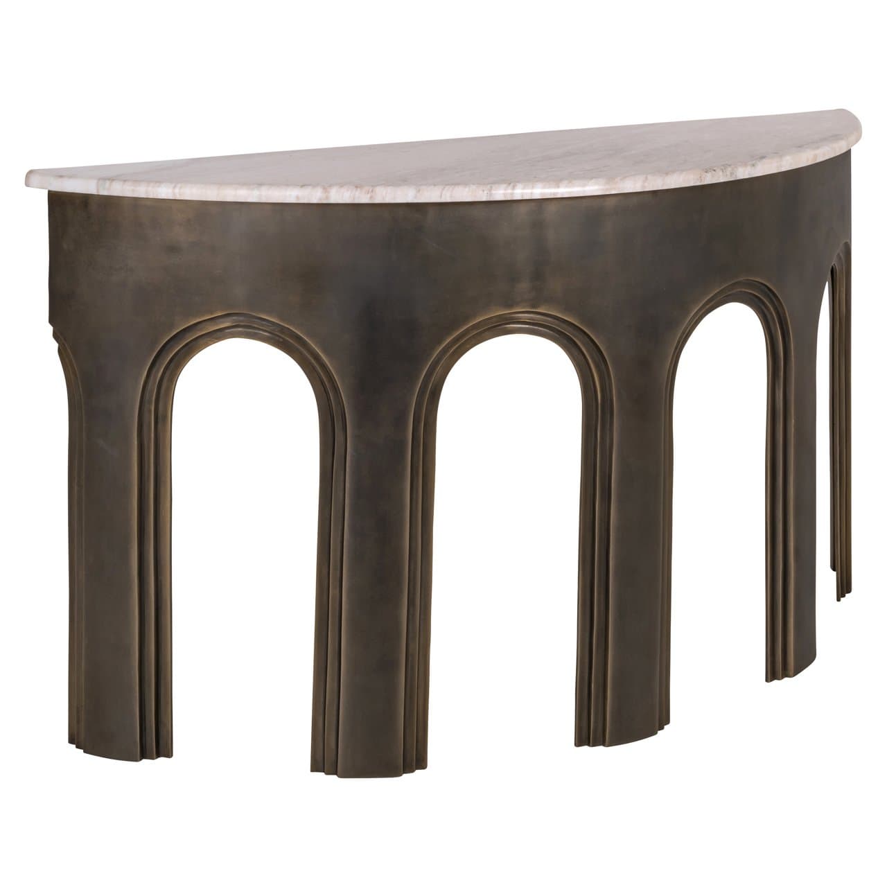 Consoletafel Sanchis brass antique met marmeren blad 140 cm
