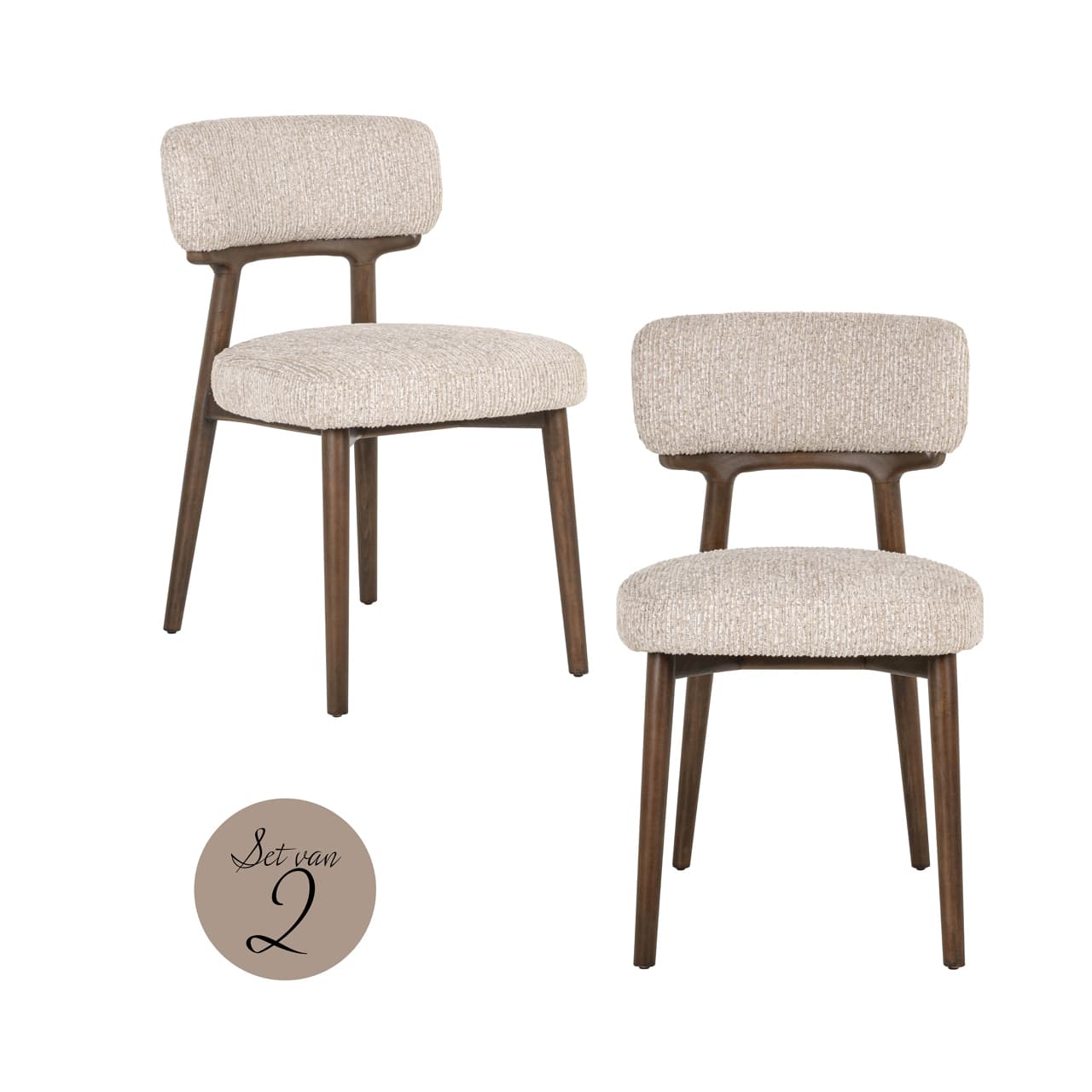 Eetkamerstoel Basker natural linear set van 2 stuks