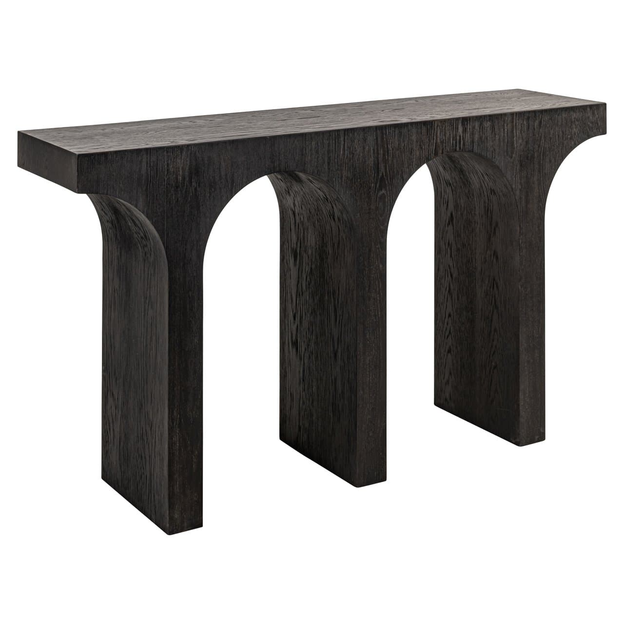 Console Ashford donker eiken met sculpturaal boogonderstel 140 cm