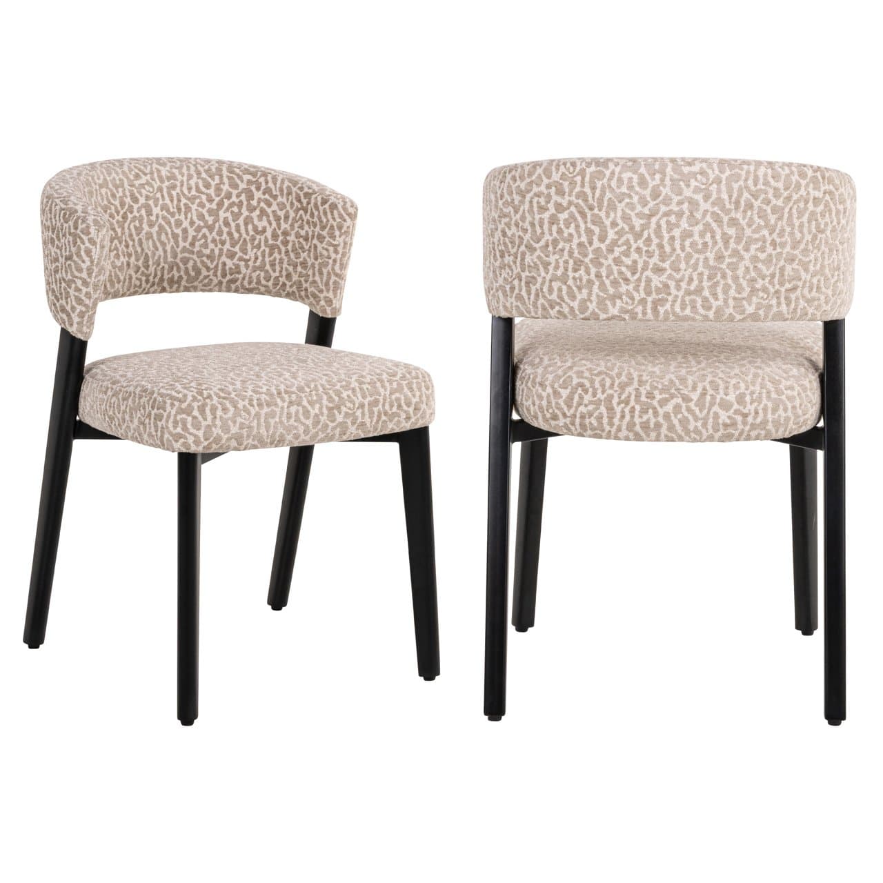 Eetkamerstoel Zeno beige leopard 45x51x77,5 cm
