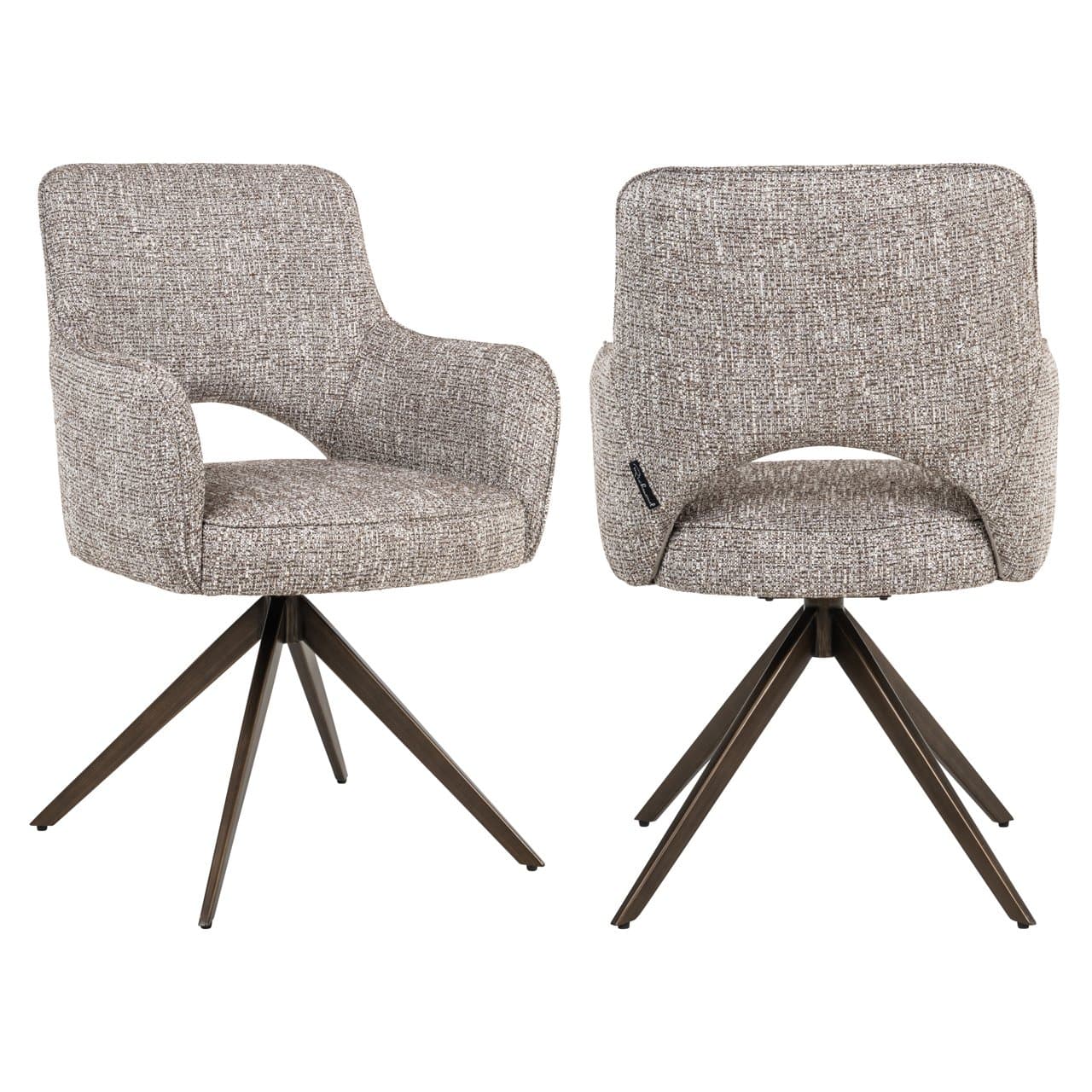 Eetkamerstoel Ginerva earth tweed met draaivoet 90 cm