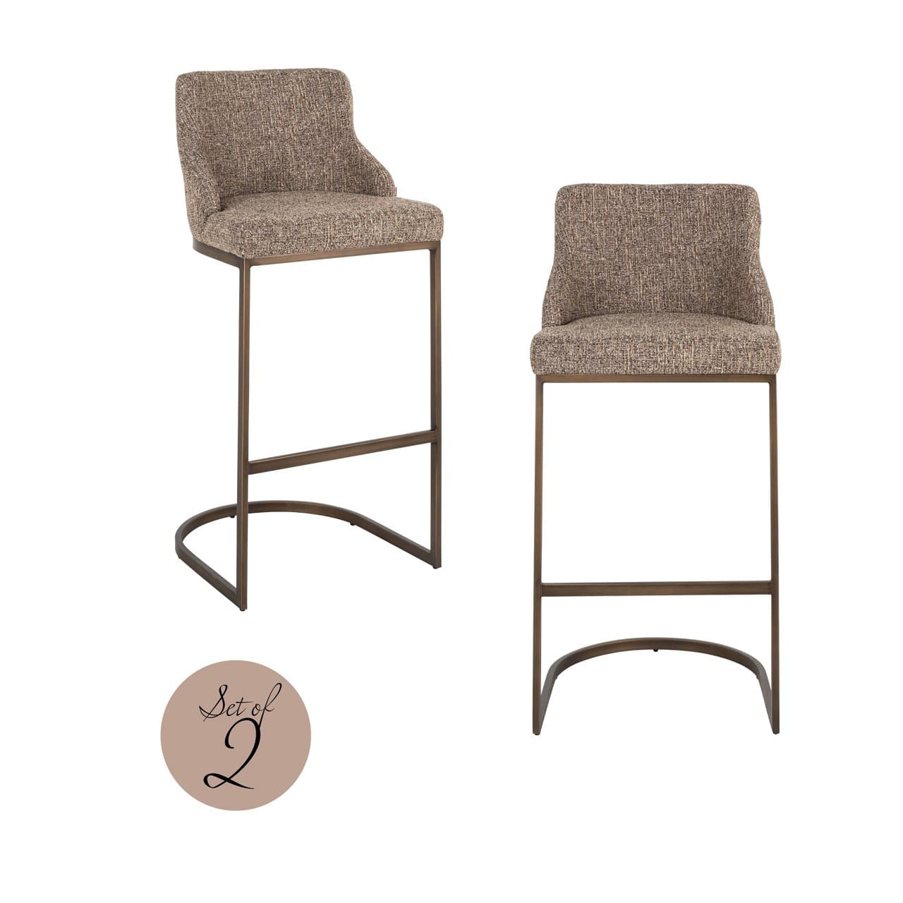 Barstoelen Bolton brown tweed set van 2 - 103 cm hoog