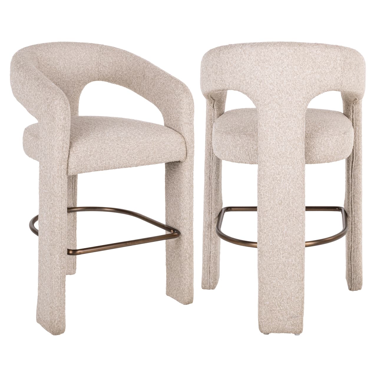 Counterstoel Belle biscotti bouclé met bronzen voetensteun 94 cm