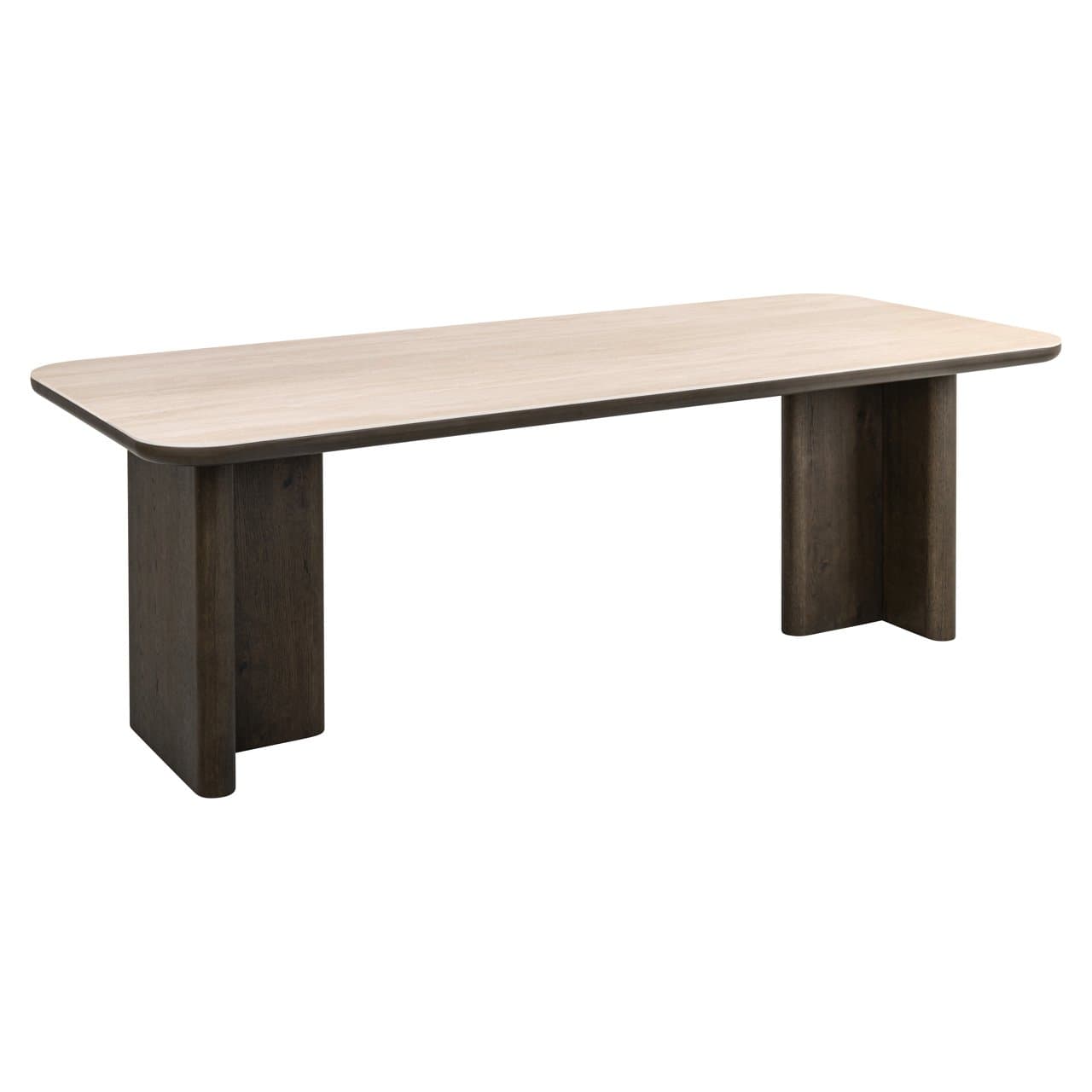 Eettafel Nando keramisch travertin blad donker eiken 230 cm