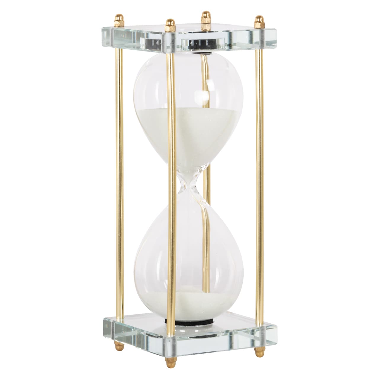Zandloper Gigi goud glas met gouden metalen frame 25 cm