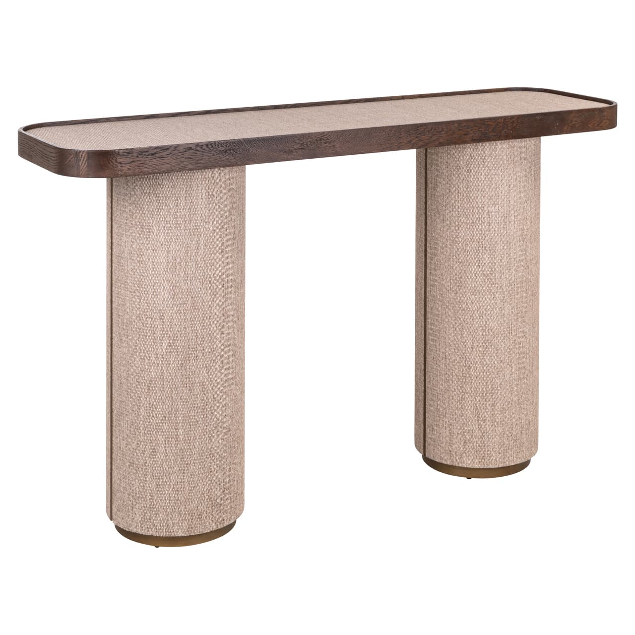 Consoletafel Willox beige met linnen poten en eiken blad