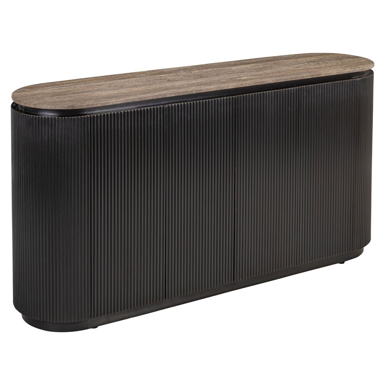 Dressoir Russo ash brown 4 deuren travertine blad 160 cm