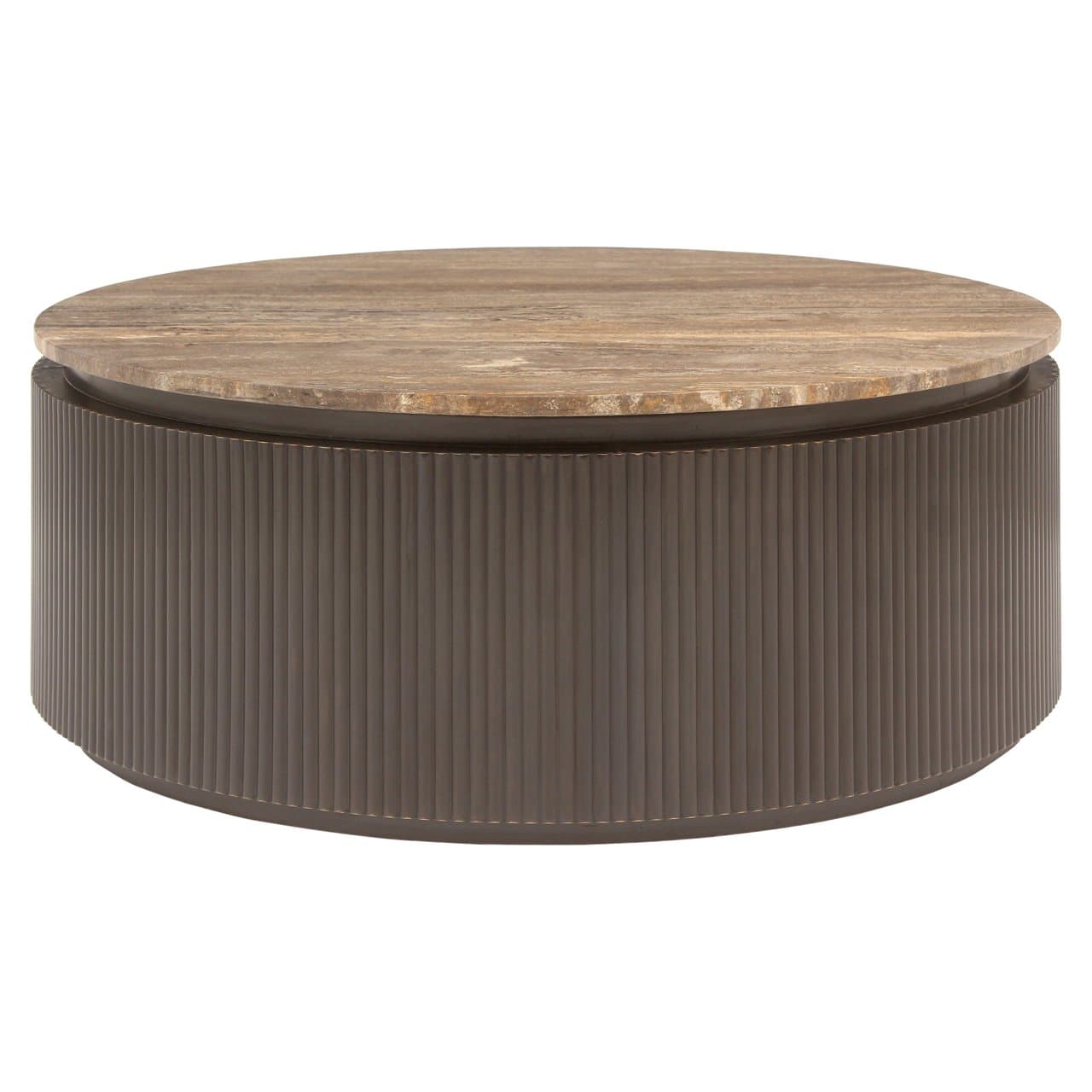 Salontafel Russo rond travertine blad ash brown 90 cm